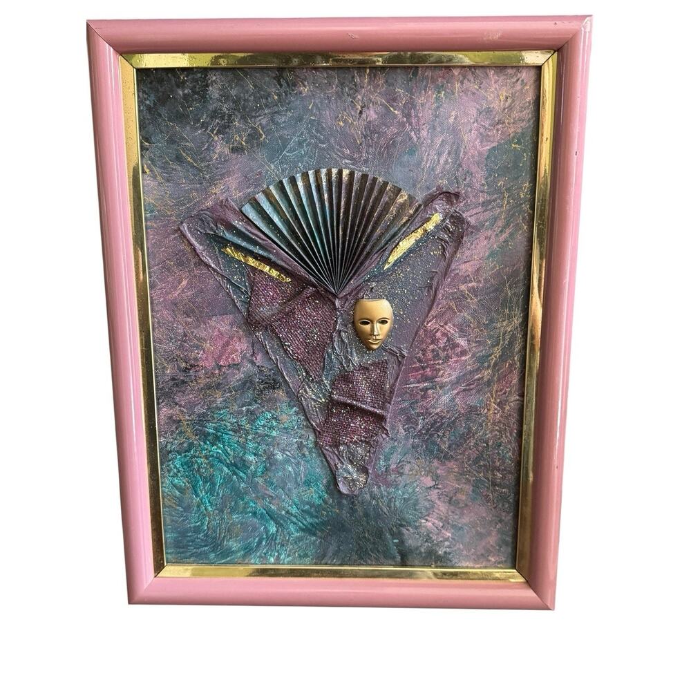 June Marie Mixed Media Abstract Canvas Painted Fiber Gallery Framed Art READ